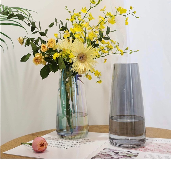 Lewondr Glass Vase, 22 cm Irised Crystal Ins Style Decorative Vase - Picture 7 of 7